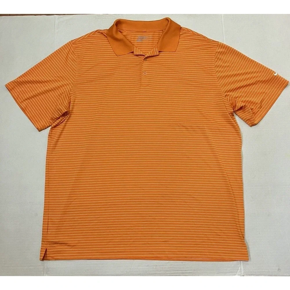 Nike Mens Golf Polo Shirts Dri Fit Size XXL 2XL Orange Stripes
